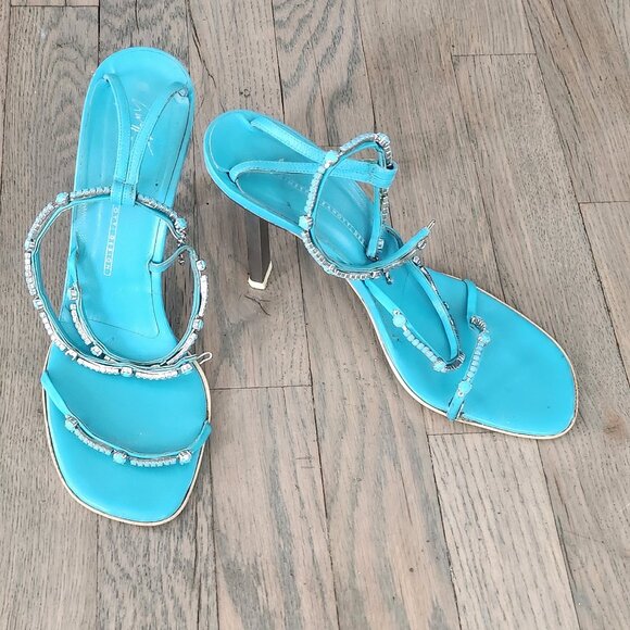 Giuseppe Zanotti Ankle Wrap Strappy Sandals w/Beads - Picture 1 of 7
